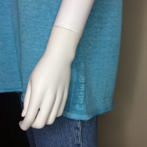 Calvin Klein comfy tee shirt blouse blue green top - Picture 6 of 8
